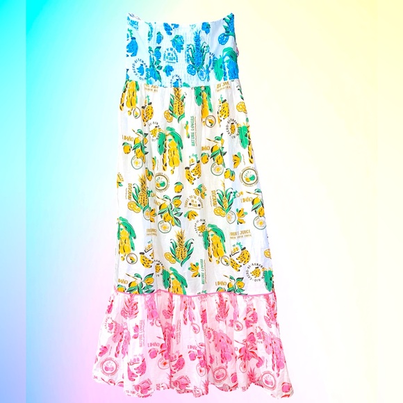 🆕NWT #265 Farm Rio Tiered Cutout Cover Up Midi Dress Women Cotton Tropical, Sm. - Picture 8 of 15